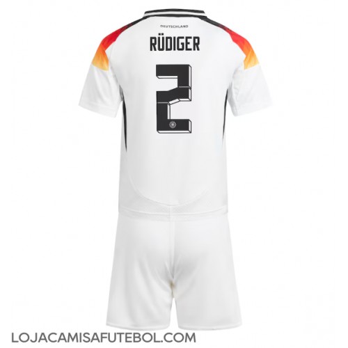 Camisa de Futebol Alemanha Antonio Rudiger #2 Equipamento Principal Infantil Europeu 2024 Manga Curta (+ Calças curtas)